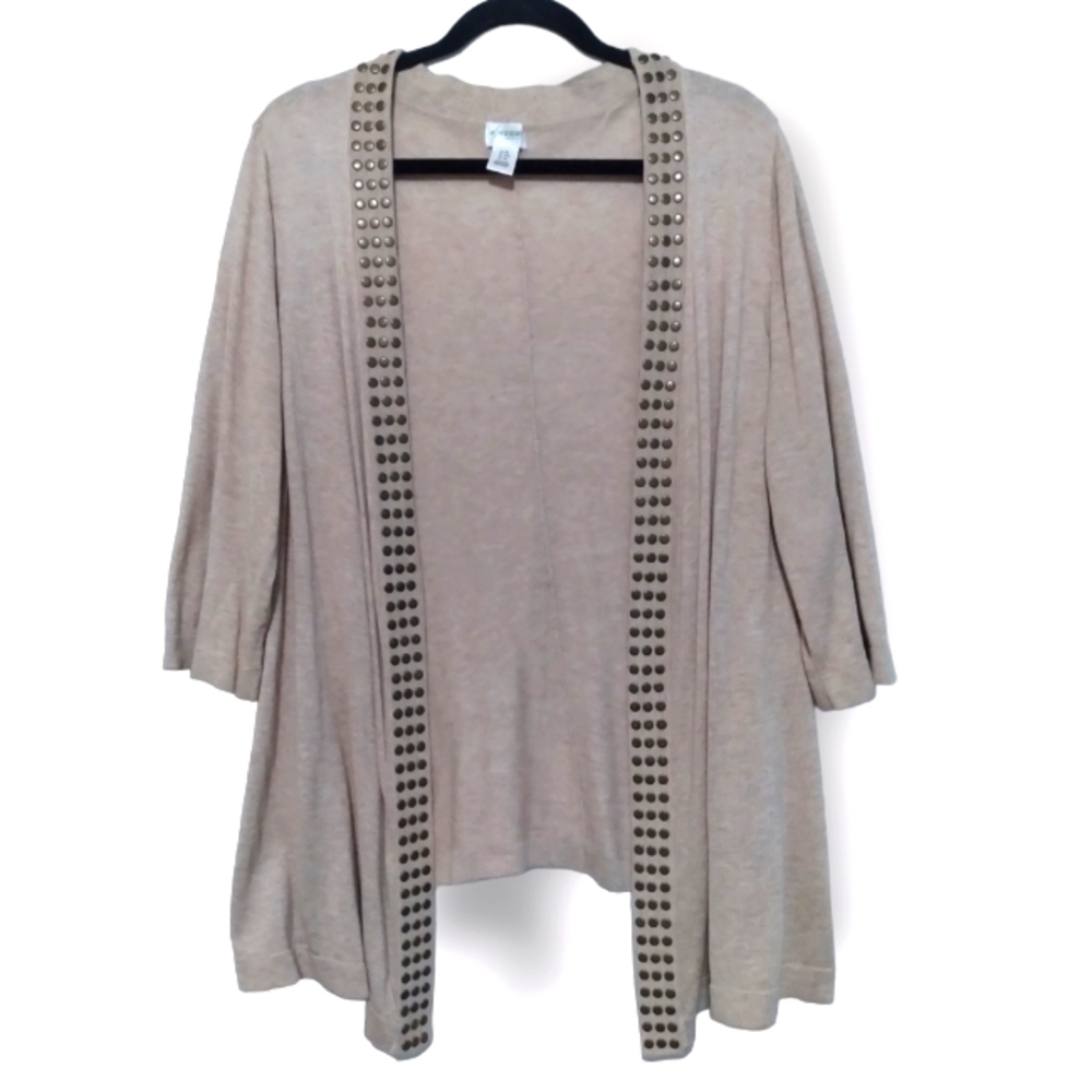 Motherhood  Oatmeal color Open Front Studded Lightweight Knit Cardigan